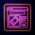 Glowing neon Online shopping on screen icon isolated on black background. Concept e-commerce, e-business, online Royalty Free Stock Photo