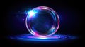 Glowing neon orb with starry center on dark background Royalty Free Stock Photo