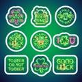 Glowing Neon Patricks Signs Sticker Pack with Stroke