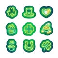 Glowing Neon Patricks Sticker Pack Royalty Free Stock Photo