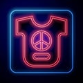 Glowing neon Peace icon isolated on black background. Hippie symbol of peace. Vector