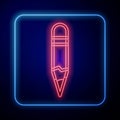 Glowing neon Pencil icon isolated on black background. Drawing and educational tools. School office symbol. Vector Royalty Free Stock Photo