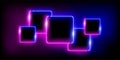 Glowing neon pink and blue squares set abstract background. Lines with electric light frames. Geometric fashion design Royalty Free Stock Photo