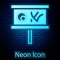 Glowing neon Planning strategy concept icon isolated on brick wall background. Baseball cup formation and tactic. Vector Royalty Free Stock Photo
