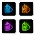 Glowing neon Price tag with an inscription Sale icon isolated on white background. Badge for price. Promo tag discount