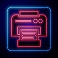 Glowing neon Printer icon isolated on blue background. Vector Illustration Royalty Free Stock Photo