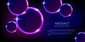 Glowing neon purple and blue circles abstract background. Round lines with electric light frames. Geometric fashion Royalty Free Stock Photo