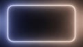 Glowing Neon Rectangle Frame with Blue and Orange Gradient Light on Dark Background Keywords: neon, frame, rectangle Royalty Free Stock Photo