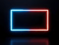 Glowing Neon Rectangle Frame with Blue and Red Light on Black Royalty Free Stock Photo
