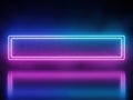 Glowing Neon Rectangular Frame on Dark Reflective Surface Royalty Free Stock Photo