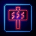 Glowing neon Sauna icon isolated on black background. Vector Royalty Free Stock Photo