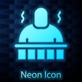 Glowing neon Sauna and spa procedures icon isolated on brick wall background. Relaxation body care and therapy