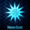 Glowing neon Sea urchin icon isolated on brick wall background. Vector. Royalty Free Stock Photo