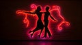 Glowing Neon Sign Against a Dark Wall Featuring a Dancing Couple