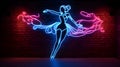 Glowing Neon Sign Against a Dark Wall Featuring a Dancing Couple