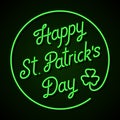 Glowing neon sign - Happy St. Patrick's Day lettering with shamrock