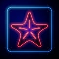Glowing neon Starfish icon isolated on black background. Vector Royalty Free Stock Photo