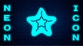 Glowing neon Starfish icon isolated on brick wall background. Vector Royalty Free Stock Photo