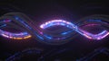 Glowing neon swirl 3D render illustration