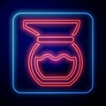 Glowing neon Teapot icon isolated on black background. Vector Royalty Free Stock Photo
