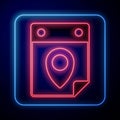 Glowing neon Travel planning calendar icon isolated on black background. A planned holiday trip. Vector