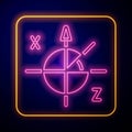 Glowing neon Trigonometric circle icon isolated on black background. Vector