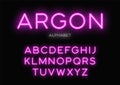 Glowing neon typeface design. Vector alphabet, letters, font, ty