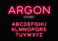 Glowing neon typeface design. Vector alphabet, letters, font, ty