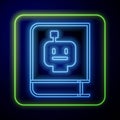 Glowing neon User manual icon isolated on blue background. User guide book. Instruction sign. Read before use. Vector Royalty Free Stock Photo