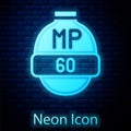 Glowing neon Video game bar icon isolated on brick wall background. Vector