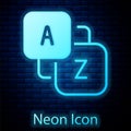Glowing neon Vocabulary icon isolated on brick wall background. Vector