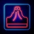 Glowing neon Volcano icon isolated on black background. Vector