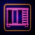 Glowing neon Wardrobe icon isolated on black background. Cupboard sign. Vector