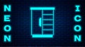 Glowing neon Wardrobe icon isolated on brick wall background. Cupboard sign. Vector