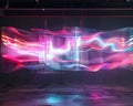 Glowing Neon Waves Representing Abstract Data Flow in High-Tech Aesthetic Royalty Free Stock Photo
