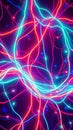 Glowing Neon Wires & Electric Cables: Ultra-Realistic Sci-Fi Art in 32K Resolution Royalty Free Stock Photo