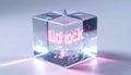 Neon Lock Concept in a Futuristic Glass Cube Royalty Free Stock Photo