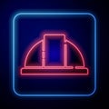 Glowing neon Worker safety helmet icon isolated on blue background. Vector Illustration Royalty Free Stock Photo
