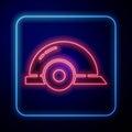 Glowing neon Worker safety helmet icon isolated on blue background. Vector Illustration Royalty Free Stock Photo