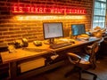 Glowing neon WorkLife Balance sign in office Royalty Free Stock Photo