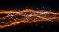 Glowing Network: Abstract Orange and Blue Data Visualization Royalty Free Stock Photo
