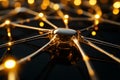 Glowing network of connections showcasing advanced technology in digital communication and data processing. Focused on Royalty Free Stock Photo