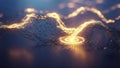 Glowing Network of Golden Light Lines Connecting Abstract Digital Landscape Royalty Free Stock Photo