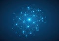 A glowing network of interconnected blue nodes and lines against a dark background Royalty Free Stock Photo