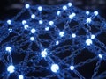 A glowing network of interconnected nodes and chains Royalty Free Stock Photo