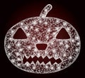 Glowing Network Mesh Halloween Pumpkin with Light Spots