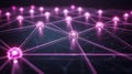 Glowing Network Nodes: Hi-Tech Blockchain Connection, AI Data Mesh Royalty Free Stock Photo