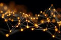 Glowing Network Nodes on Black Background - Abstract Technology Design for Digital Connections Generative AI Royalty Free Stock Photo