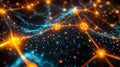A glowing network of organiclike patterns, resembling the digital nervous system of an artificial intelligence Royalty Free Stock Photo
