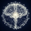 Glowing neural network brain structure on dark background Royalty Free Stock Photo